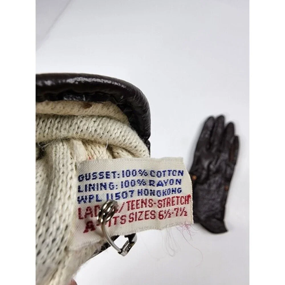 Vintage Dark Red Gusset Dress Gloves Hong Kong Driving Gloves Size 6.5/7.5‎